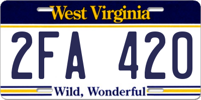 WV license plate 2FA420