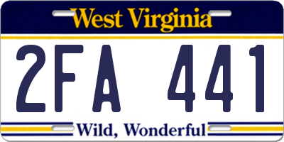 WV license plate 2FA441