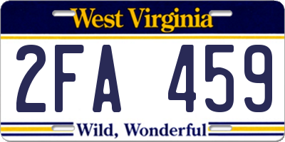WV license plate 2FA459