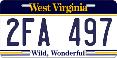 WV license plate 2FA497