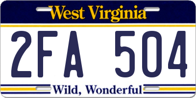 WV license plate 2FA504