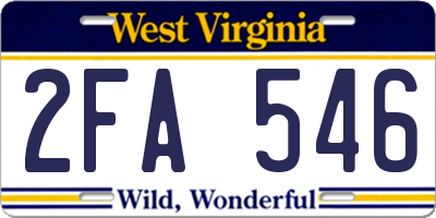 WV license plate 2FA546
