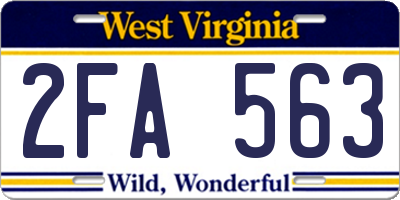 WV license plate 2FA563