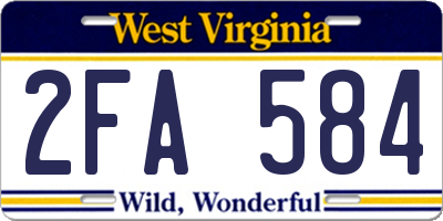 WV license plate 2FA584