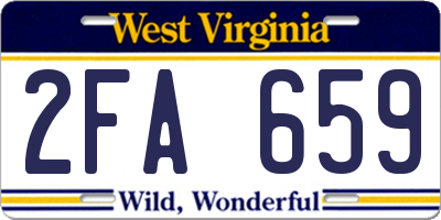 WV license plate 2FA659