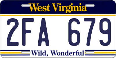 WV license plate 2FA679