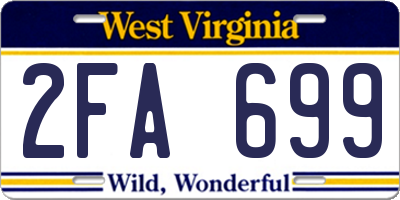 WV license plate 2FA699