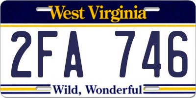 WV license plate 2FA746
