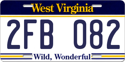 WV license plate 2FB082