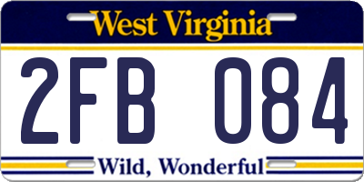 WV license plate 2FB084