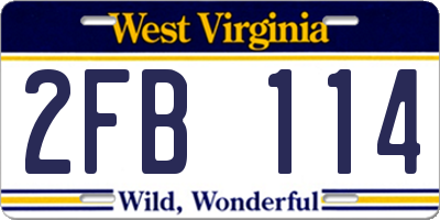 WV license plate 2FB114