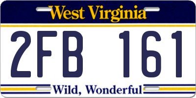 WV license plate 2FB161