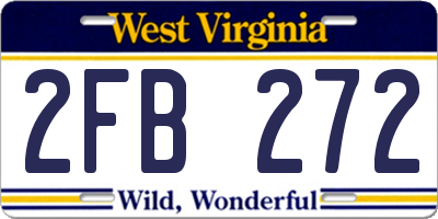 WV license plate 2FB272