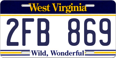 WV license plate 2FB869