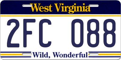 WV license plate 2FC088