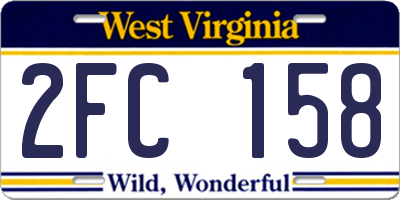 WV license plate 2FC158