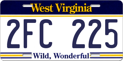 WV license plate 2FC225