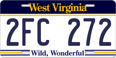 WV license plate 2FC272
