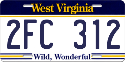 WV license plate 2FC312