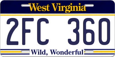 WV license plate 2FC360
