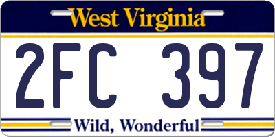 WV license plate 2FC397