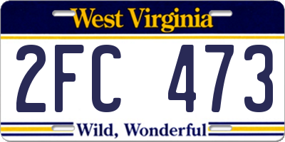 WV license plate 2FC473