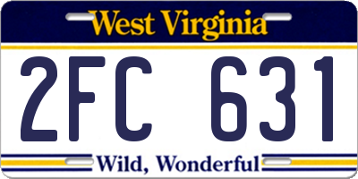 WV license plate 2FC631