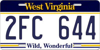 WV license plate 2FC644