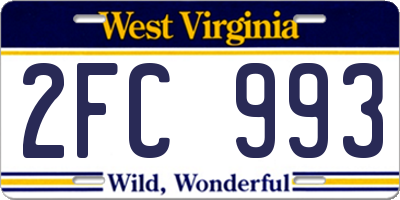 WV license plate 2FC993