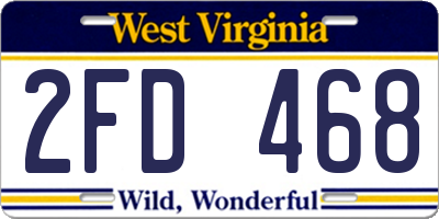 WV license plate 2FD468