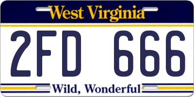 WV license plate 2FD666
