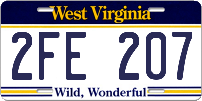 WV license plate 2FE207