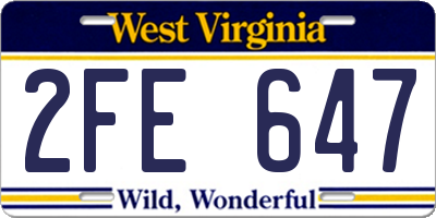 WV license plate 2FE647