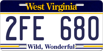 WV license plate 2FE680