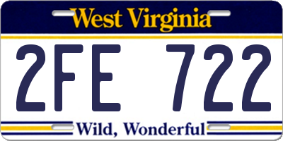 WV license plate 2FE722
