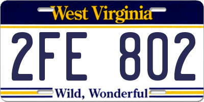 WV license plate 2FE802