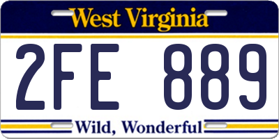 WV license plate 2FE889