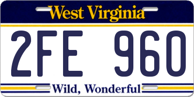 WV license plate 2FE960