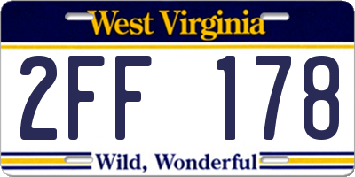 WV license plate 2FF178