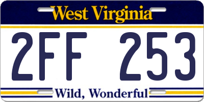 WV license plate 2FF253