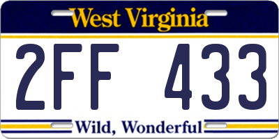 WV license plate 2FF433
