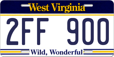 WV license plate 2FF900
