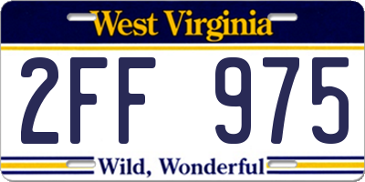 WV license plate 2FF975