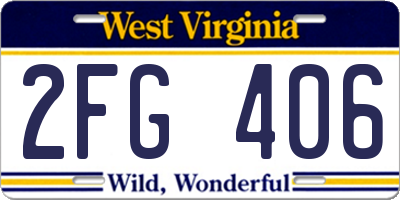 WV license plate 2FG406