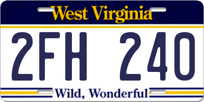 WV license plate 2FH240