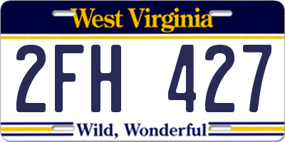 WV license plate 2FH427