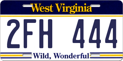 WV license plate 2FH444