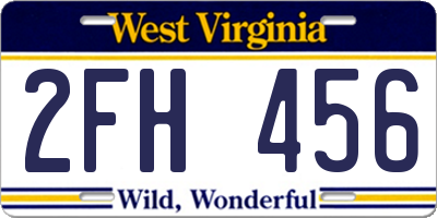WV license plate 2FH456