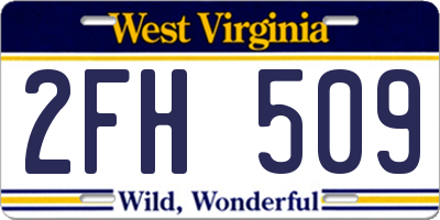 WV license plate 2FH509