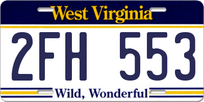 WV license plate 2FH553